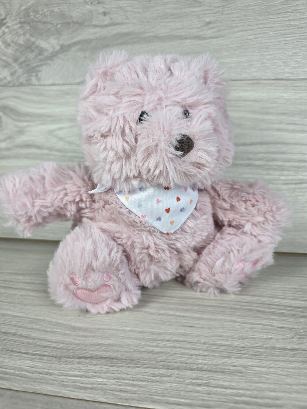 Giggle Scape Plush Teddy Bear w Heart Bandana, Light Pink, 8" SU35